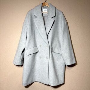 Abercrombie & Fitch Wool Light Gray Pea Coat Double Breasted Oversized Women L